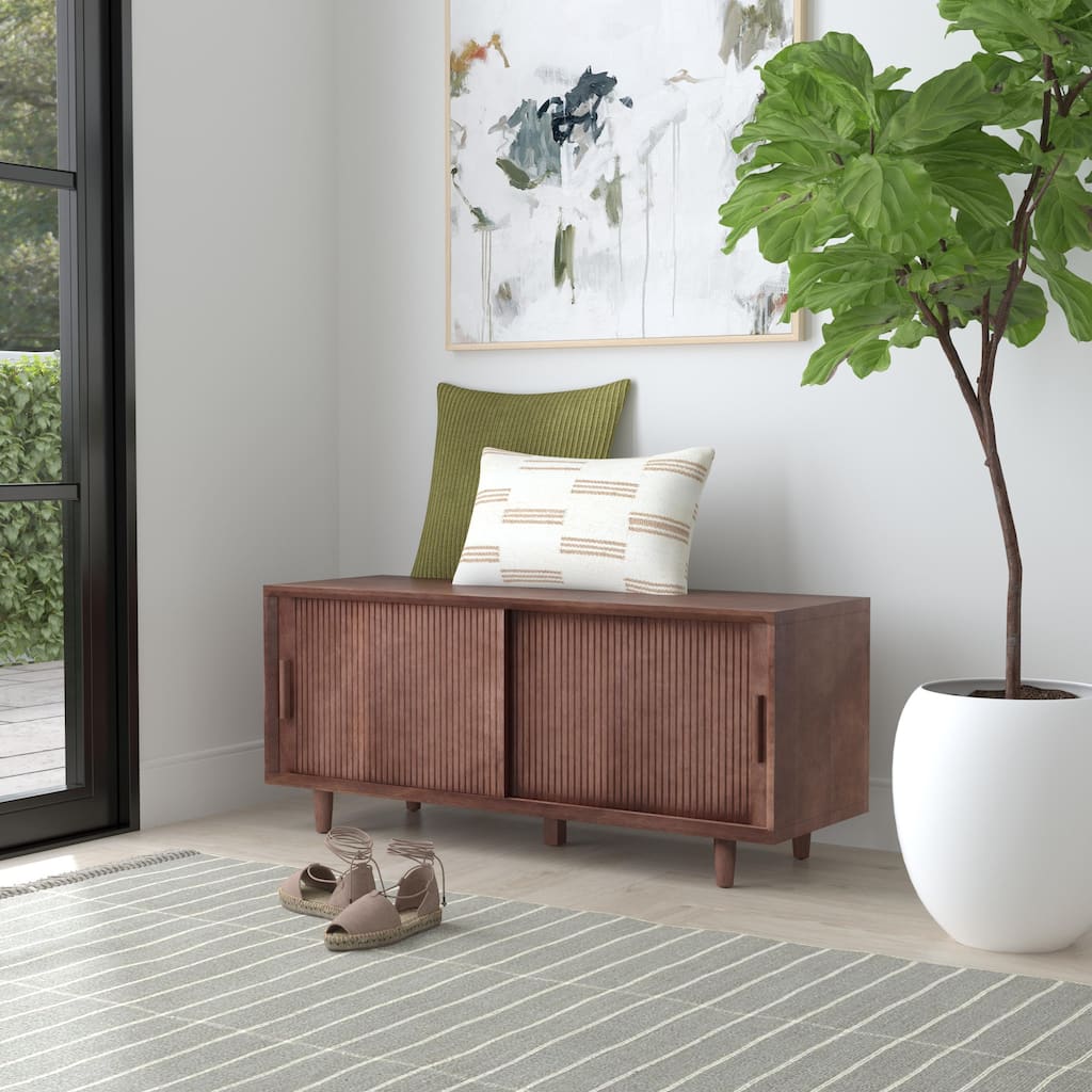 SEI Furniture Parkdell Storage Bench with Sliding Doors