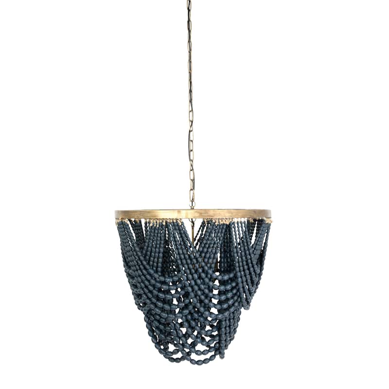 2-Tier Draped Wood Bead Chandelier