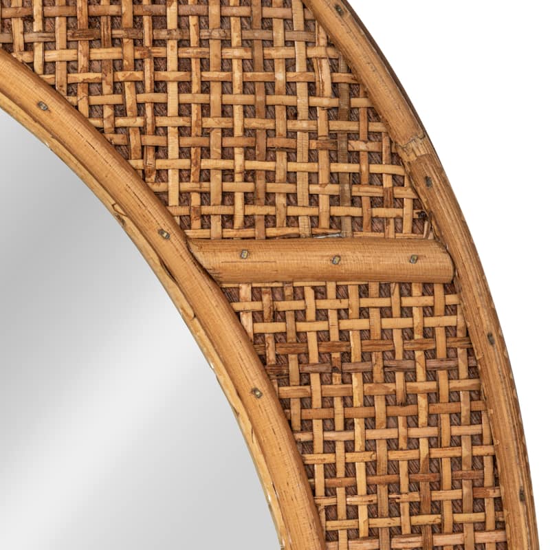 Bamboo and Rattan Framed Wall Mirror - 20.3"L x 0.8"W x 30.1"H