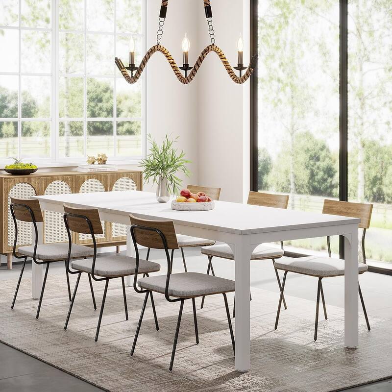 78.7" Rectangle Wood Dining Table, Long Kitchen Table for Living/Dining Room