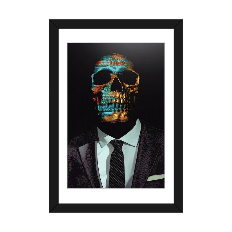 iCanvas "Suited Skull" by Jesse Johnson - Black - 32x24x1