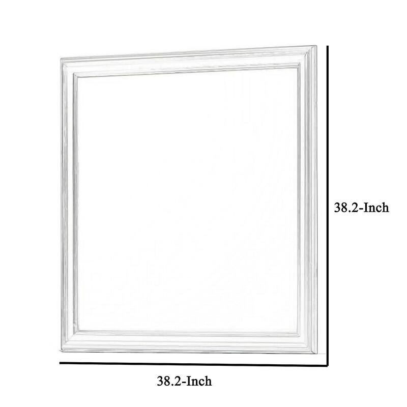 Rectangular Molded Wooden Frame Dresser Top Mirror, Antique Silver
