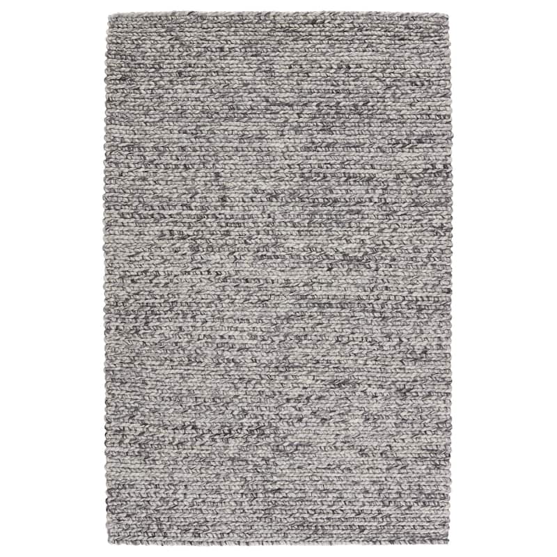Kallan Handmade Solid Area Rug - 5'X8' - Gray/Ivory - Rectangle