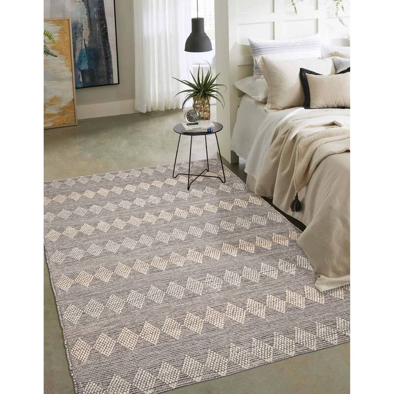 ECARPETGALLERY Braid weave Sienna Khaki Wool Rug - 6'2 x 9'1