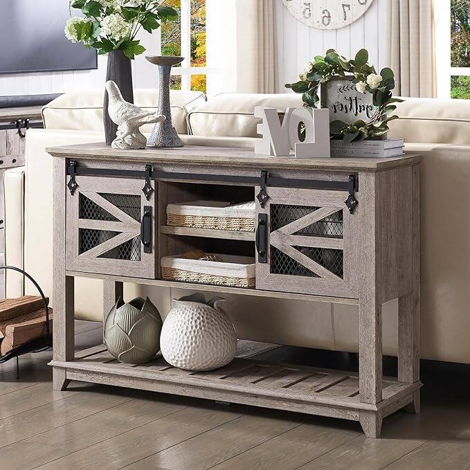 Farmhouse Entryway Table, Console Sofa Table, for Entry Way, Hallway - Light Rustic Oak