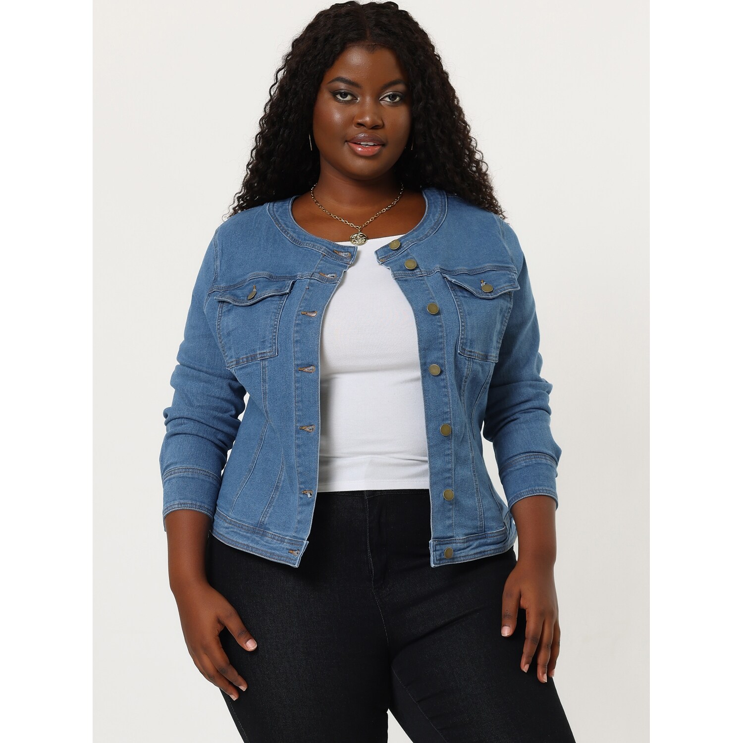 plus size collarless jackets