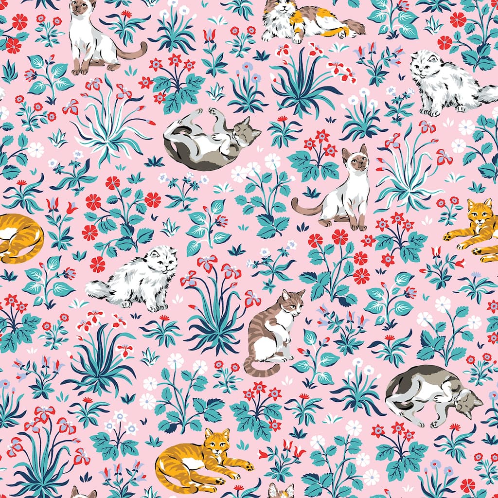 Must Love Cats Pink Peel and Stick Wallpaper