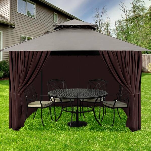 Gazebo Privacy Curtains 10' x 12' with Zipper 4Panels Side Wall