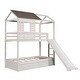 preview thumbnail 5 of 16, House-Shaped Twin Over Twin Bunk Bed with Slide, Storage Drawers, and Full-Length Guardrails