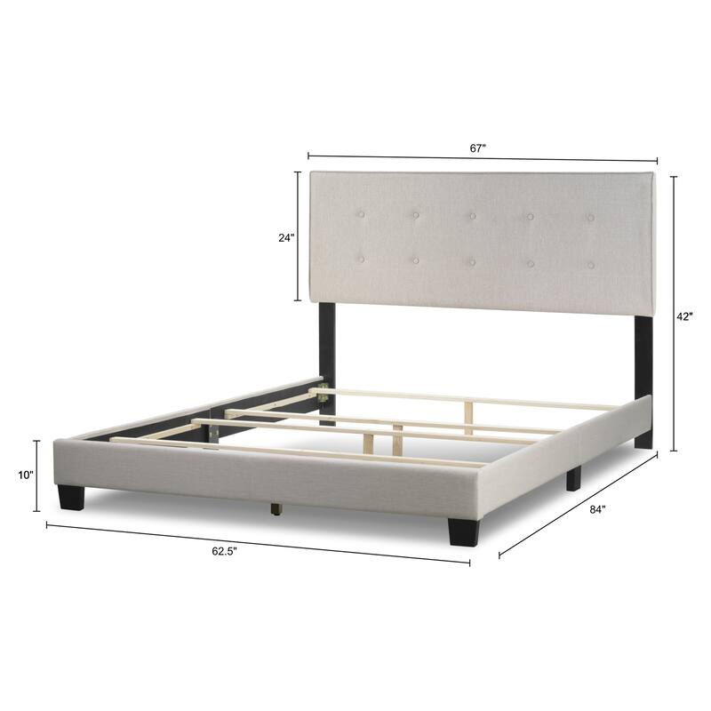 Auryon Fabric Queen Bed with Button Tufting