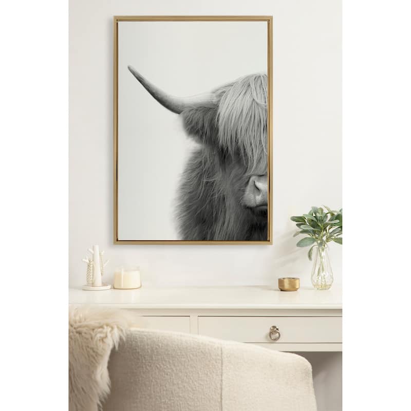 Kate and Laurel Sylvie Cow Framed Canvas by The Creative Bunch Studio