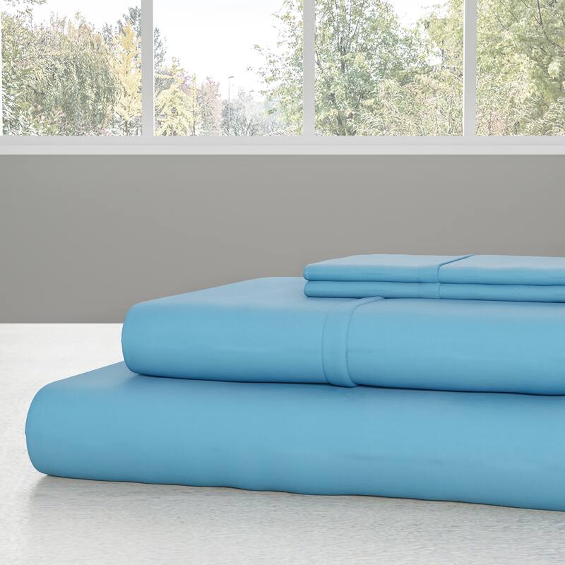Brushed Microfiber Sheet Set- 3 Piece Bed Linens-Fitted & Flat Sheets, Pillowcase by Windsor Home (Twin XL, Light Blue)