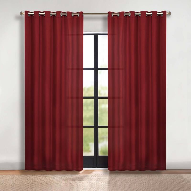 Superior Solid Machine Washable Room Darkening Grommet Blackout Curtains, Set of 2