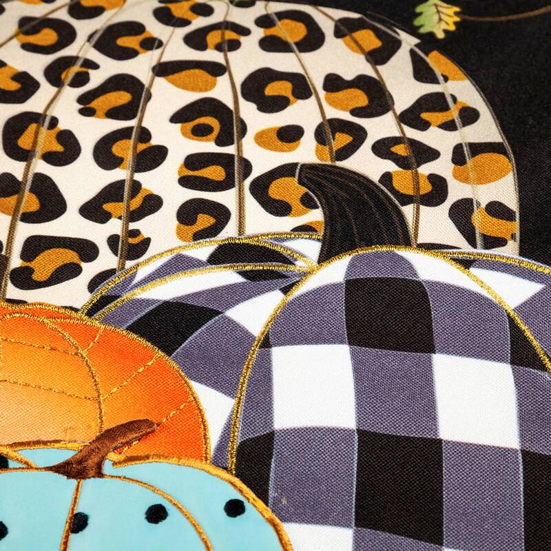 12.5 in. x 18 in. Mixed Print Pumpkins Garden Linen Flag