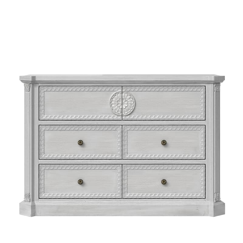 Solid Wood Dresser with 5 Drawers Chest Fully Assembled Storage Cabinet for Living Room or Bedroom