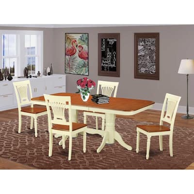 Dining Table Set 5 Piece Kitchen Table with Chairs - Round Extension Leaf Table