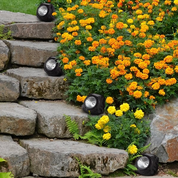LED Solar Rock Landscaping Lights - Set of 4 by Pure Garden LED Solar Rock Landscaping Lights - Set of 4 by Pure Garden