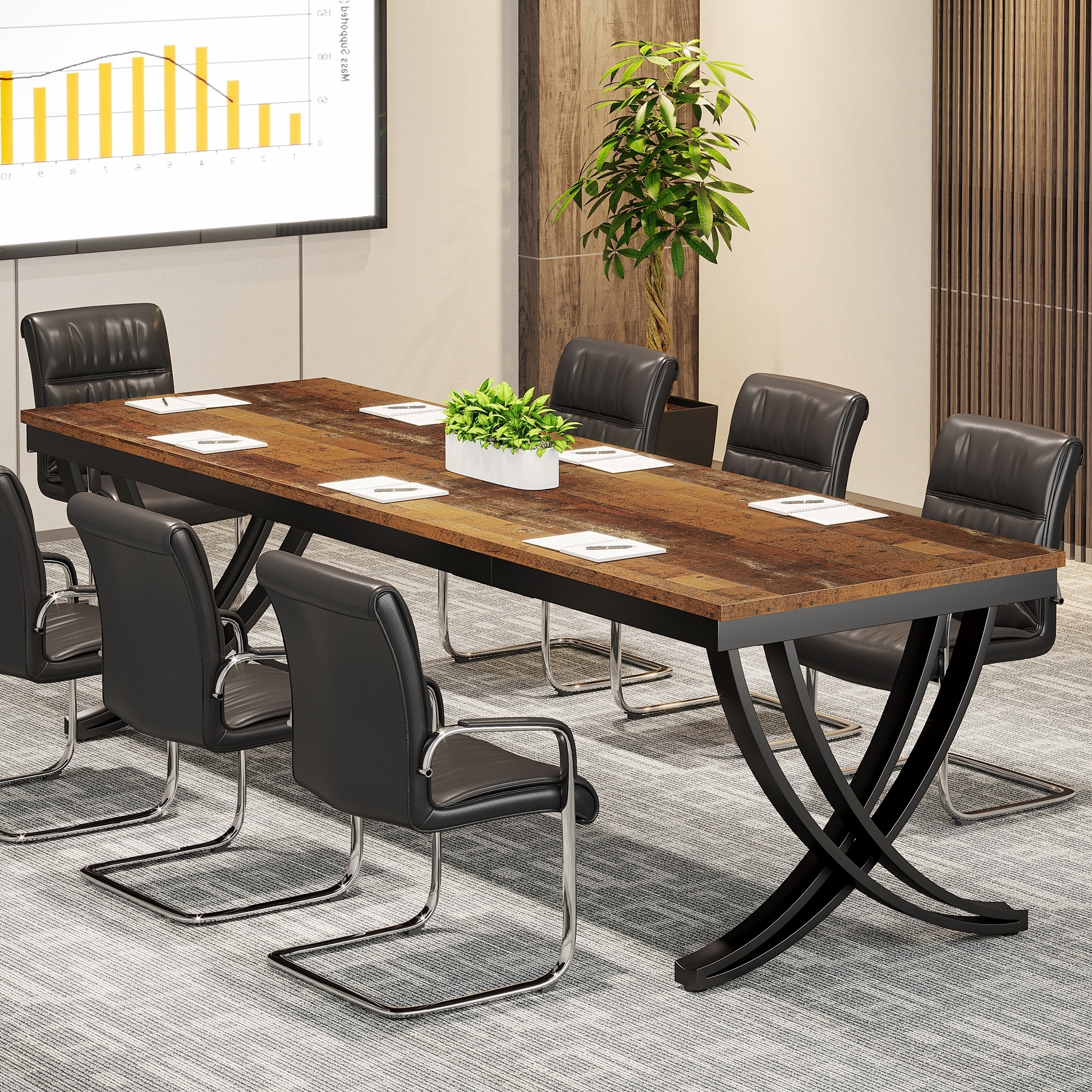 6.5FT Conference Table for 6-8 People , 78 inch Long Rectangular Seminar Table