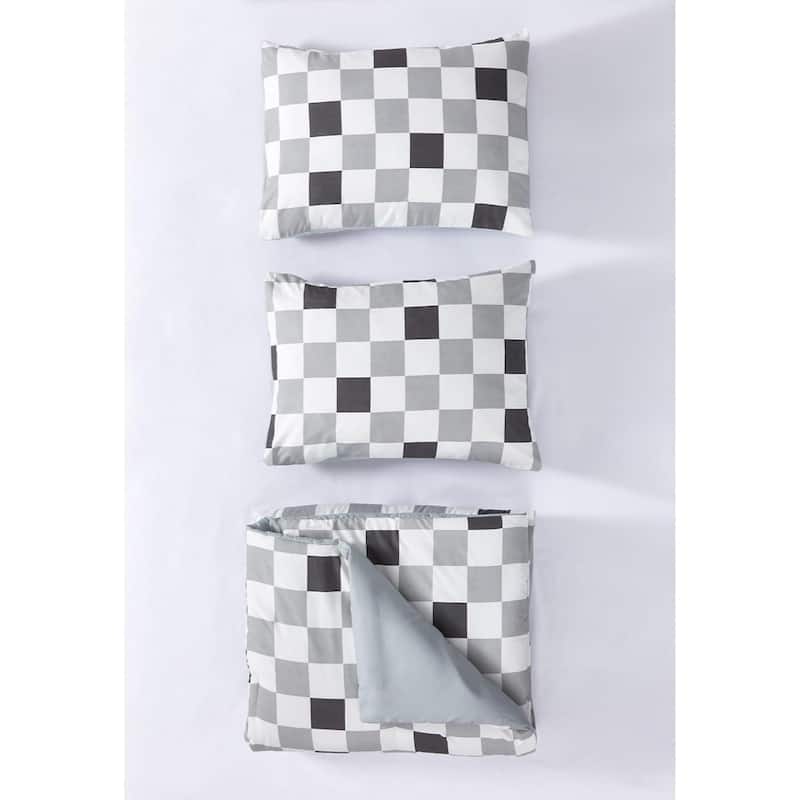 Urban Lifestyle 3 Piece Comforter Set,Checkerboard Pattern
