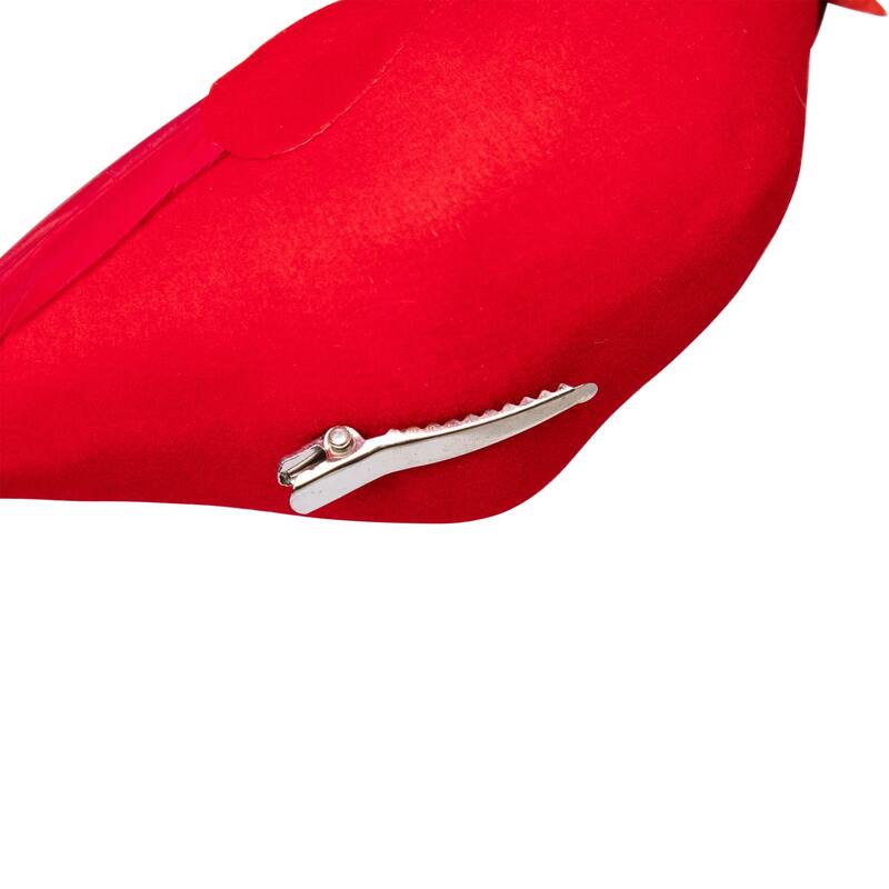 Cardinal Clip-on Christmas Ornaments - 8" - Red and Black - Set of 2