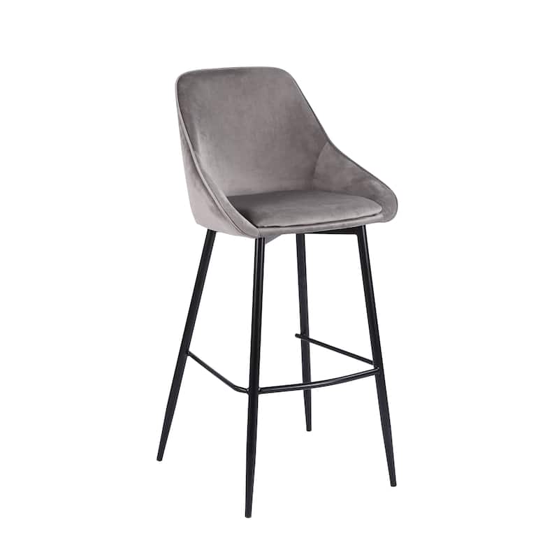 Porthos Home Ugo Bar Stools Set of 2, Velvet Upholstery, Iron Legs