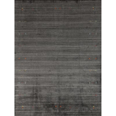 Hand Knotted Oriental 100% Wool Carpet Tribal Tribal Greys & Charcoal Gabbeh Area Rug - 10' 0'' X 8' 0''