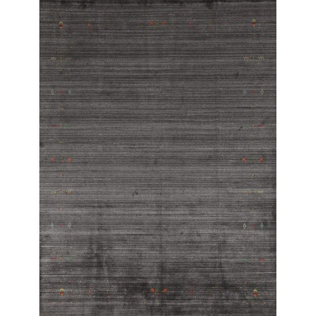 Hand Knotted Oriental 100% Wool Carpet Tribal Tribal Greys & Charcoal Gabbeh Area Rug - 10' 0'' X 8' 0''