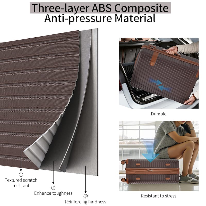 4 Piece Hard Shell Carry on Lightweight Expandable Travel Luggage with 4 Packing Cubes, TSA Lock and Spinner Wheels
