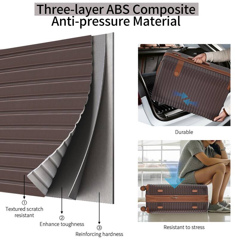 4 Piece Luggage Set Suitcase Set, Hardshell Lightweight Expandable Travel Luggage w/ 4 Packing Cubes, TSA Lock, Spinner Wheels