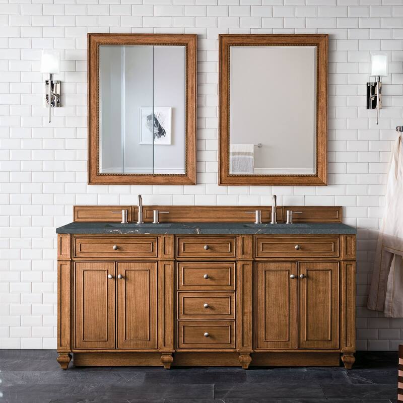 James Martin Vanities 157-V72-3PBL Bristol 72" Double Basin Walnut