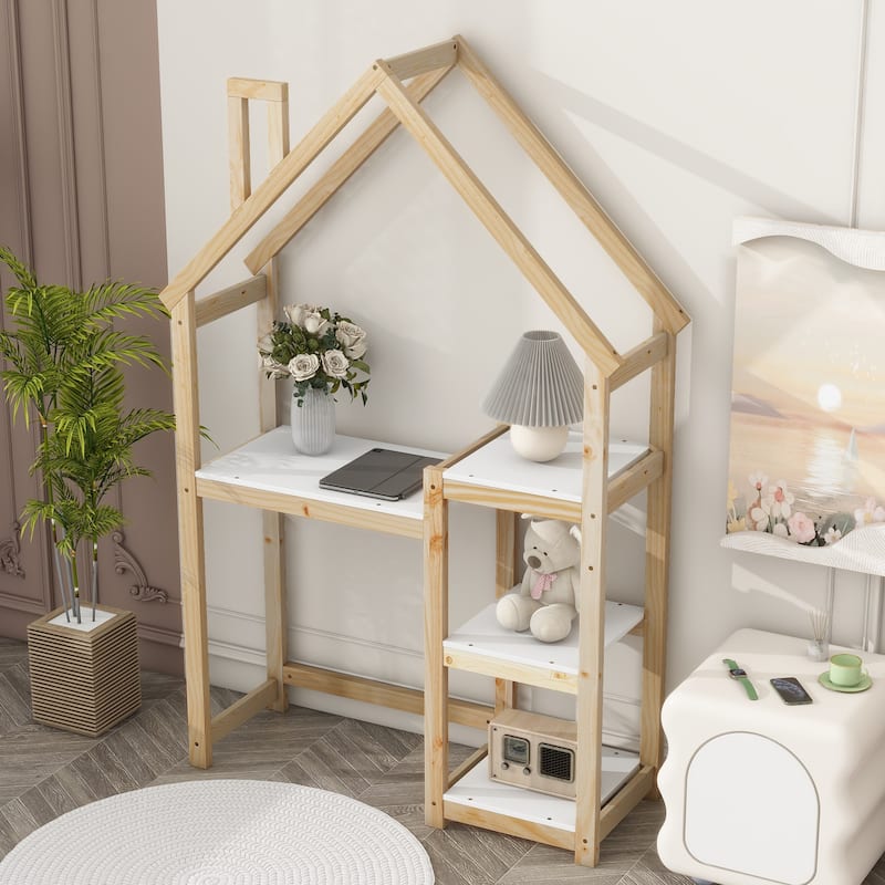 House-shaped Wooden writing Desk - Natural