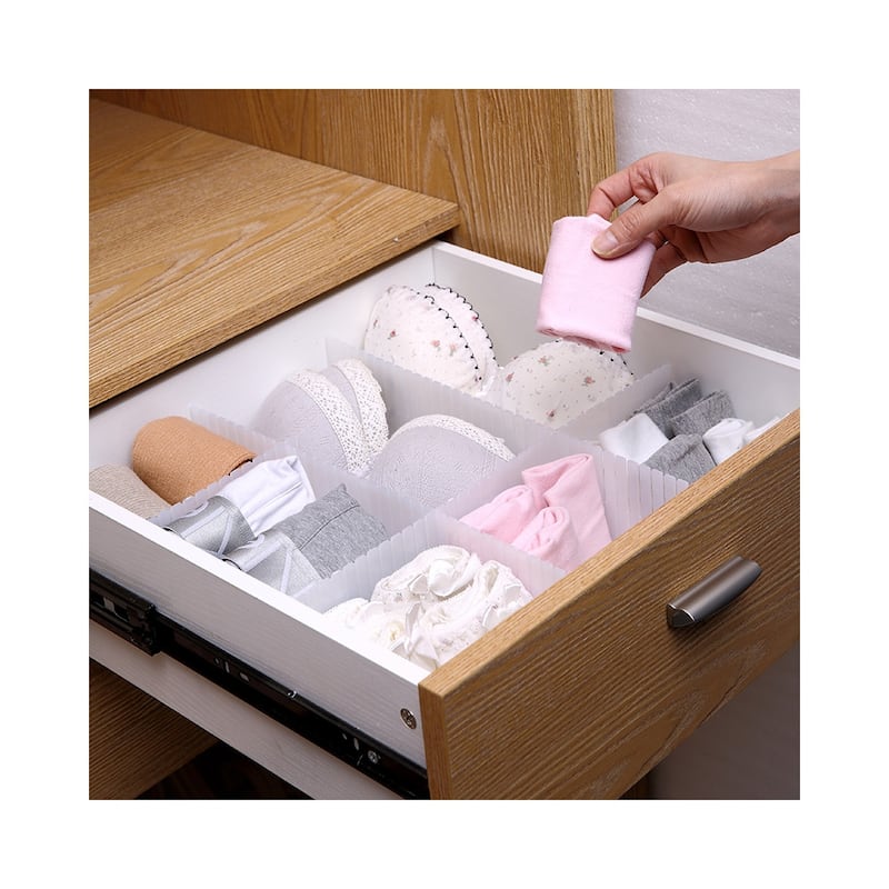 YBM Home Adjustable White Plastic Grid Drawer Dividers 3-Pack, be2178