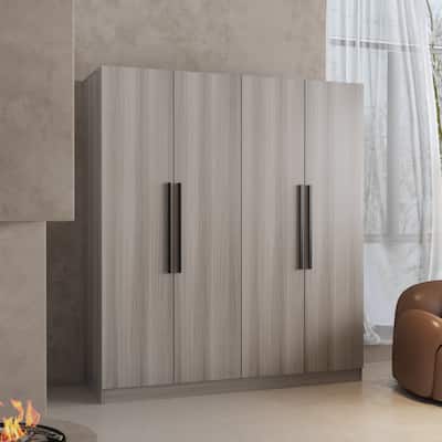 70.9"H x 63"W Kerrogee Wardrobe Airmories 4 Doors Hanging Rod White