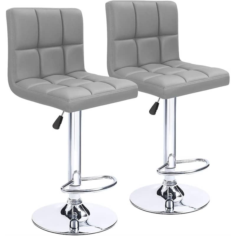 Bar Stools Adjustable Armless Swivel PU Leather Barstools Set of 2 - Coffee