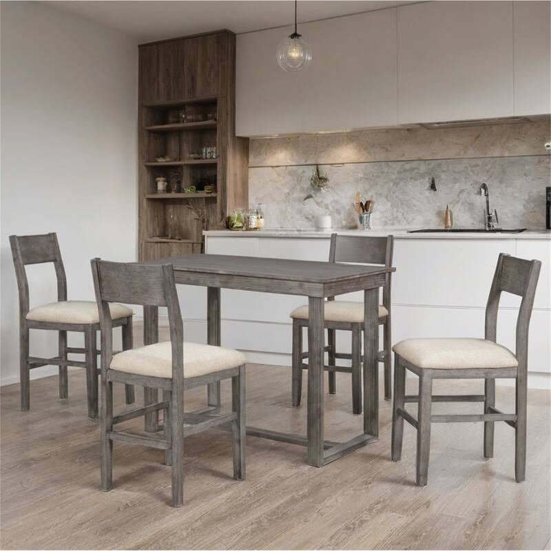 5 Piece Counter Height Dining Set w/ Dining Table and 4 Dining Chairs