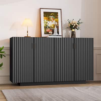 4 Doors Ample Storage Sideboard with Adjustable Shelves and Handles