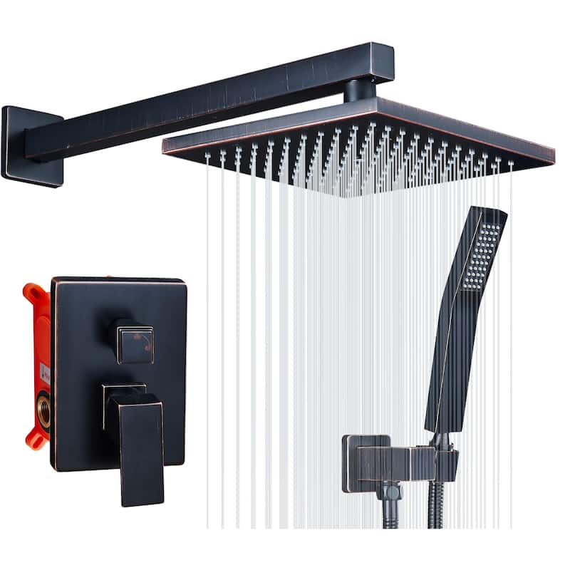 Shower Faucet System Combo Kit with Head in Bronze(Valve Included)