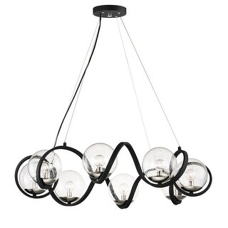 Curlicue 8-light 35" Wide Steel Pendant - black / polished nickel