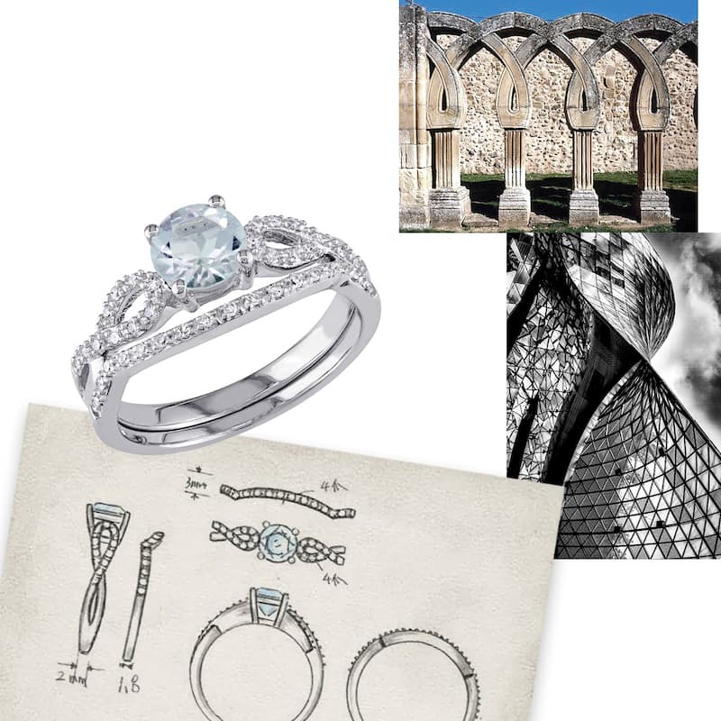 Miadora 10k White Gold Aquamarine and 1/6ct TDW Diamond Bridal Ring Set (G-H, I1-I2) - Blue