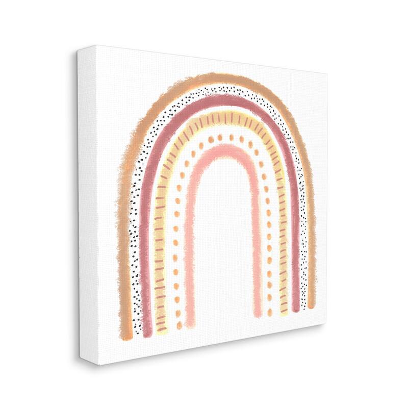 Stupell Patterned Stripe Rainbow Brown Pink Yellow Canvas Wall Art On