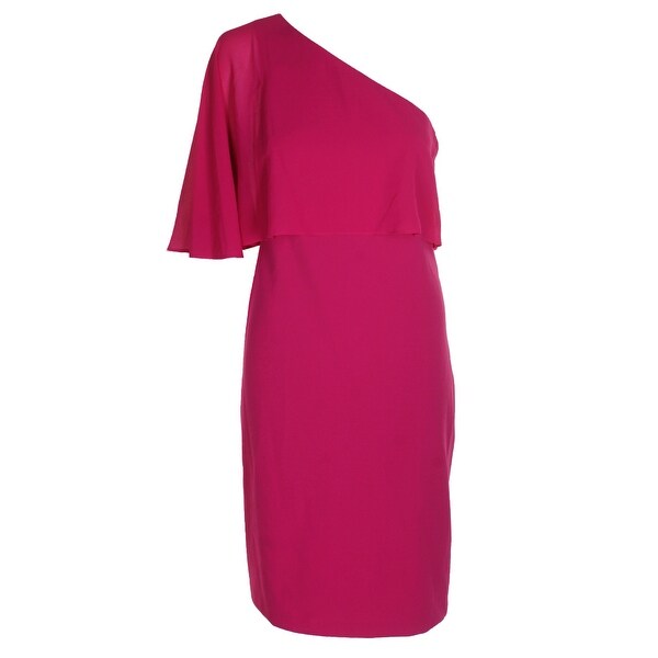 magenta one shoulder dress