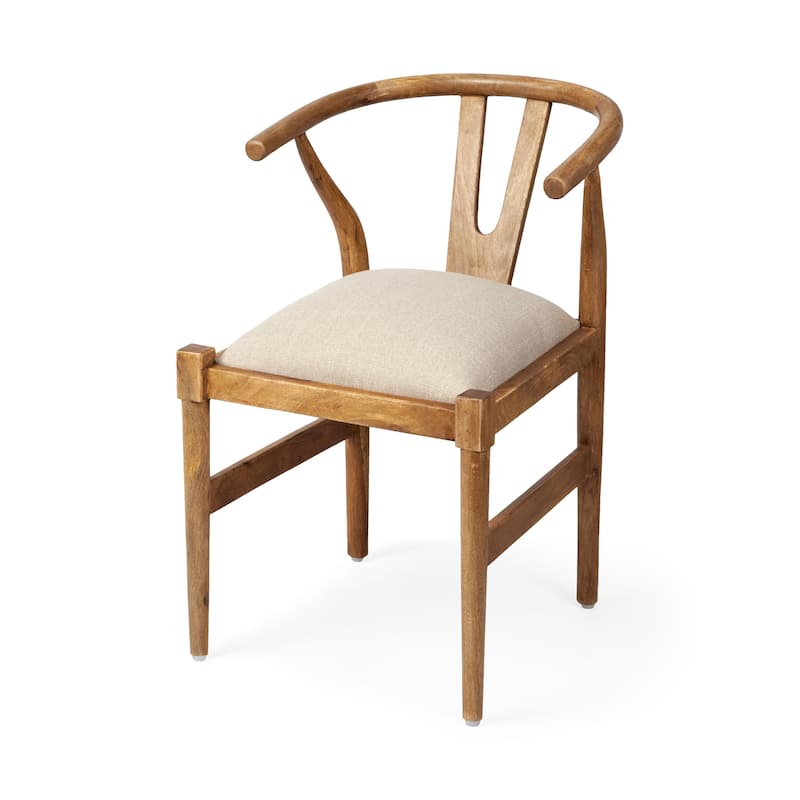 Trixie Cream Fabric Seat With Medium Brown Solid Wood Frame Dining Chair - 20"W x 24"D x 31"H - Single - 20"W x 24"D x 31"H