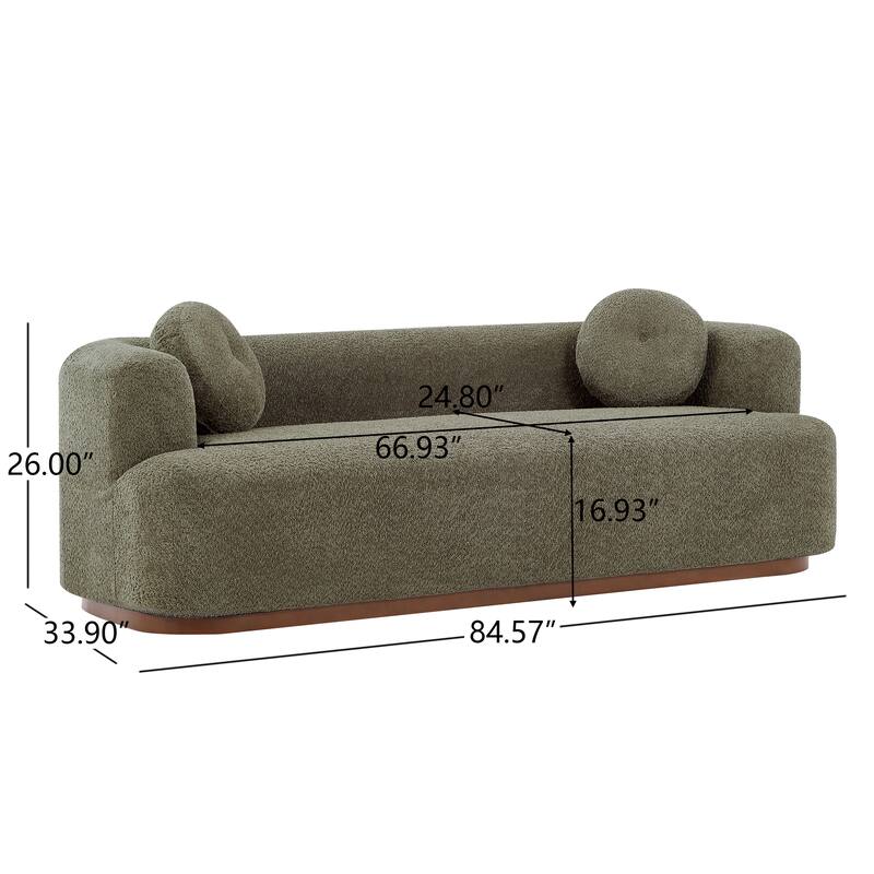 Christopher Knight Home - Polyster Upholstered 3-Seater 84.57" Compressed Sofa with Solid Rubberwood Base