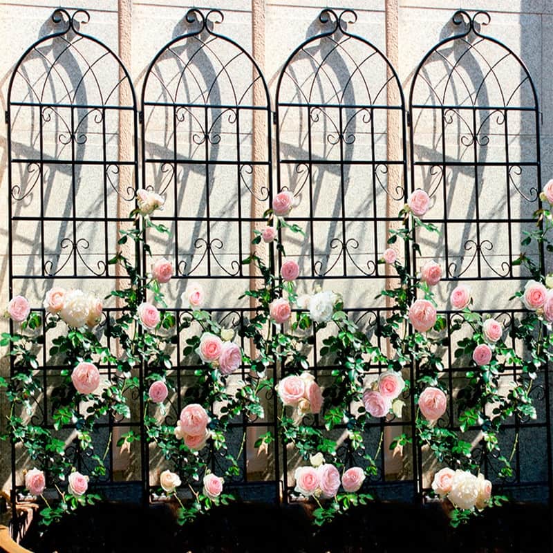71" x 19.7" Balck Metal Garden Trellis for Climbing Plants Outdoor Flower Support （2 Pack）