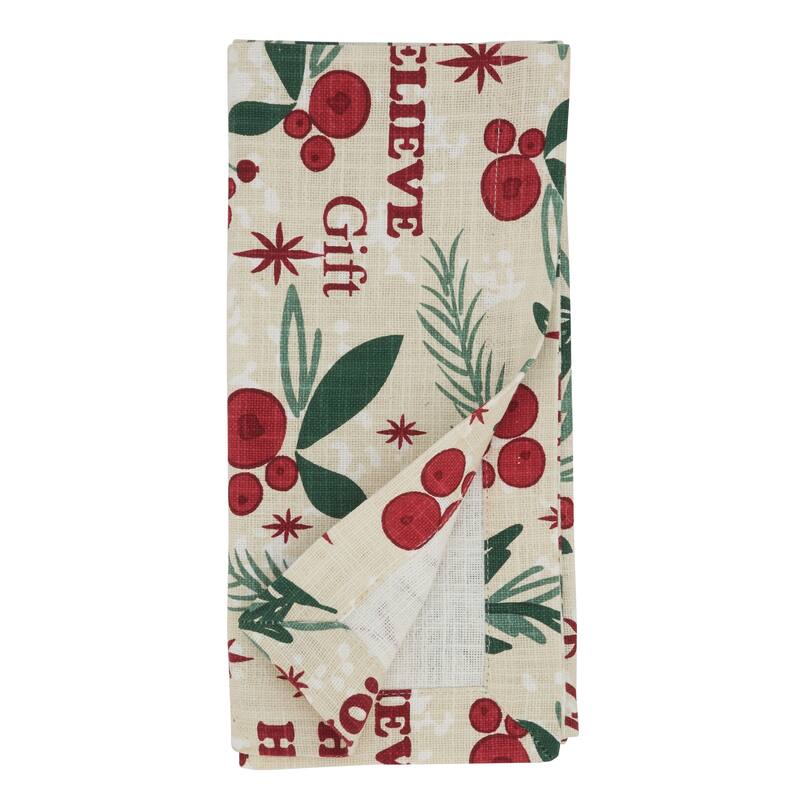 Holly Christmas Holiday Table Napkins (Set of 4)