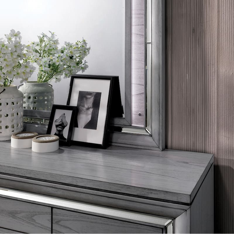 Furniture of America Taia Contemporary Grey Solid Wood 10-Drawer Dresser