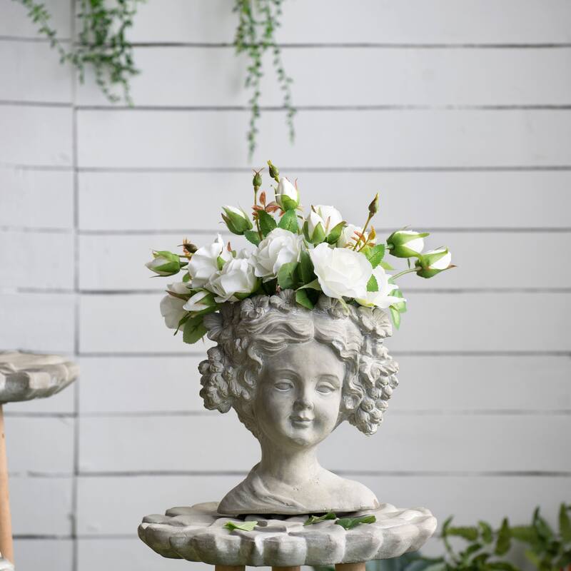 8" x 4" x 9"Cement Bust Wall Planter Indoor Outdoor Home Garden Decor