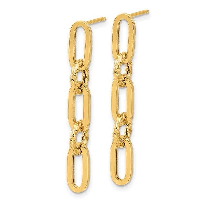 Curata 14k Yellow Gold Polished Chain Link Guardian Angel Post Earrings - 28.4x7.9mm