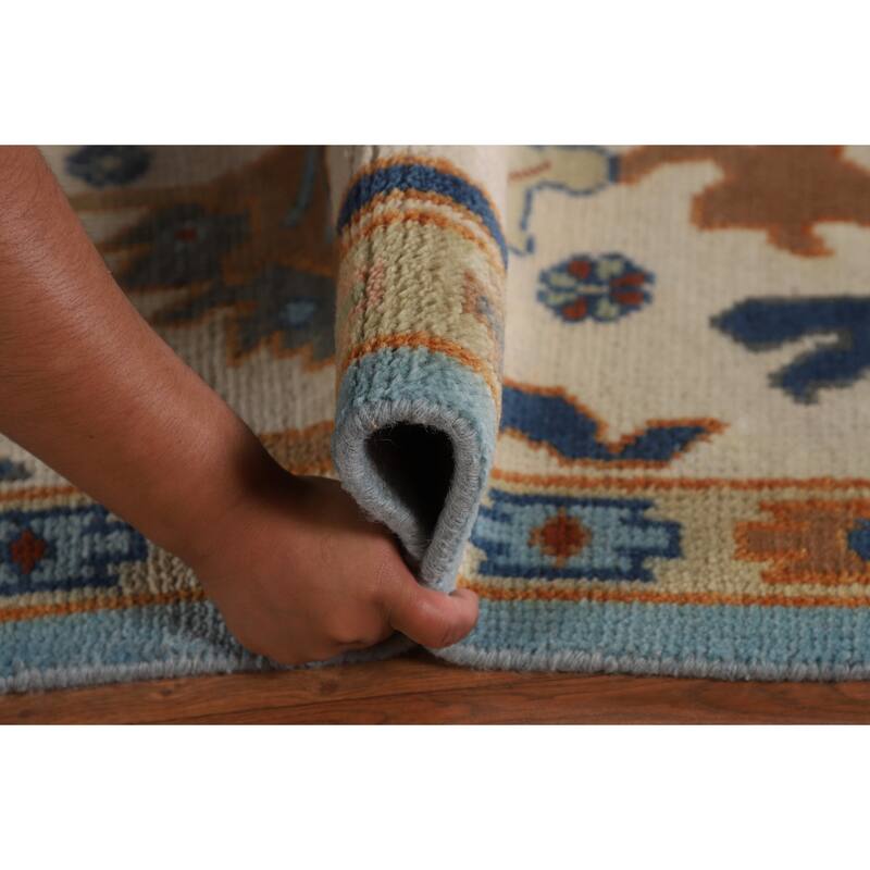 Blue Oushak Indian Area Rug Handmade Wool Carpet - 7'10"x 10'0"