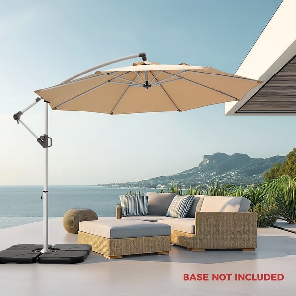 10 ft offset aluminum hanging patio umbrella 10 ft Patio Offset Hanging Umbrella with Easy Tilt Adjustment